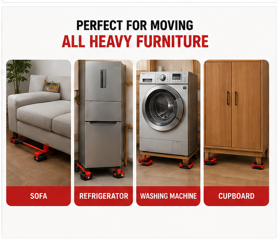 Multi-Purpose Furniture Lifting Tool Set with 360° Rollers